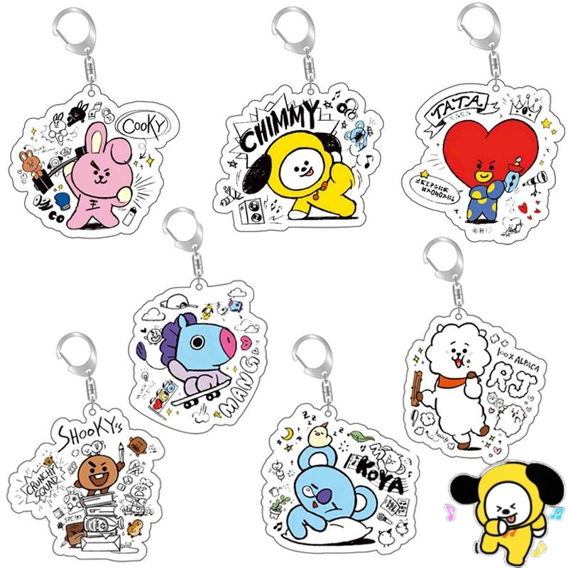 Anime Girl Merchandise - BT21 anime cartoon schattige acryl sleutelhanger
